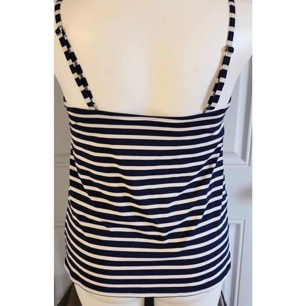 Lands End Women's V Neck Strappy Tankini Swimsuit Underwire Top Striped Size 16 - Picture 4 of 4